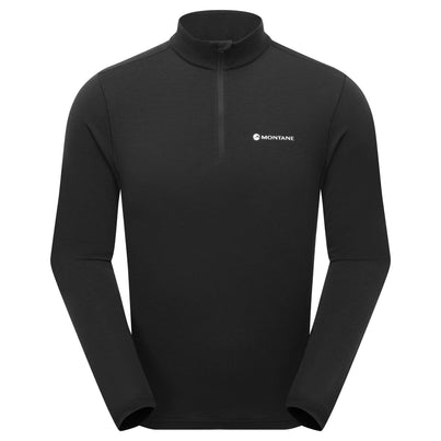 Black Montane Men's Malli Long Sleeve Zip Merino T-Shirt Front