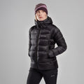 Black Montane Women's Anti-Freeze XT Hooded Down Jacket Model 3