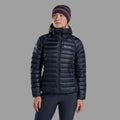 Eclipse Blue Montane Women's Anti-Freeze Hooded Down Jacket Model Front