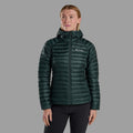 Deep Forest Montane Women's Anti-Freeze Lite Hooded Down Jacket Model Front