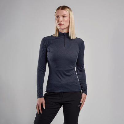 Eclipse Blue Montane Women's Dart Zip Neck T-Shirt Front