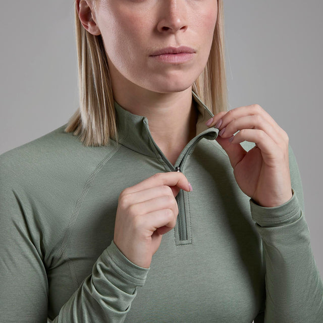 Montane Dart Women's Zip Neck in Wakame Green Montane Dart Women's Zip Neck in Wakame Green