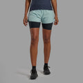 Sea Mist Montane Women's Jetstream 4" Trail Running Shorts Model Front