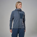 Dark Sky Montane Women's Khamsin Lite Hooded Softshell Jacket Model Front FKHLHDAS
