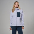 Lilac Haze Montane Women's Khamsin Lite Hooded Softshell Jacket Model Front FKHLHLIL