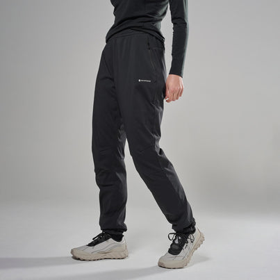 Black Montane Women's Khamsin Lite Softshell Pants Front FKLPRBLA
