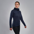 Eclipse Blue Montane Women's Protium Hooded Fleece Jacket Model Front