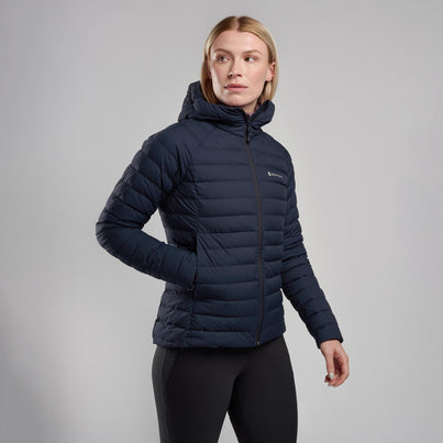 Eclipse Blue Montane Women's Resolve Hooded Down Jacket Front