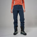 Eclipse Blue Montane Women's Tenacity XT Softshell Pants Model Front FTXPRECL