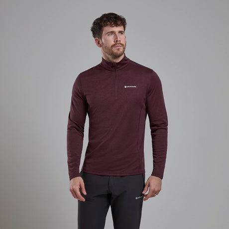 Dark Garnet Montane Men's Dart Zip Neck T-Shirt Front MDRZIDGA