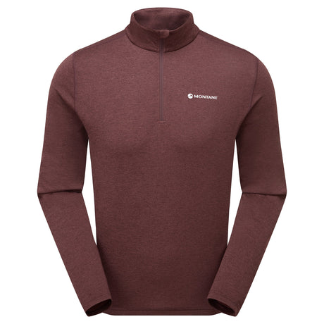 Dark Garnet Montane Men's Dart Zip Neck T-Shirt Front MDRZIDGA