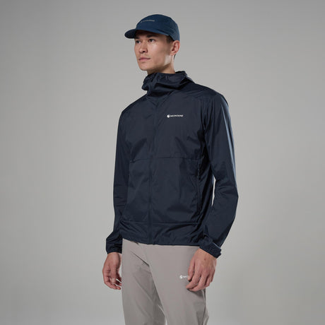 Eclipse Blue Montane Men's Featherlite Hooded Windproof Jacket Front MFELHECL