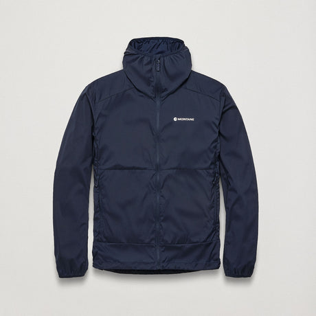 Eclipse Blue Montane Men's Featherlite Hooded Windproof Jacket Front MFELHECL