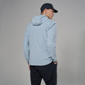 Frost Blue Montane Men's Khamsin Lite Hooded Softshell Jacket Model Back MKHLHFRO