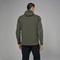 Moss Montane Men's Khamsin Lite Hooded Softshell Jacket Model Back MKHLHMOS