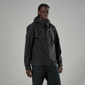Black Montane Men's Norste Lite Waterproof Jacket Model Front MNLJABLA