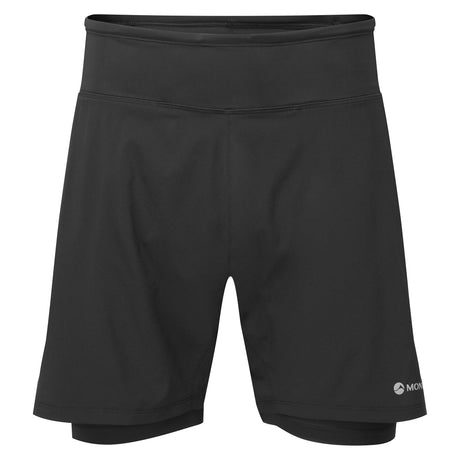 Black Montane Men's Slipstream Twin Skin Running Shorts Front MSTSSBLA