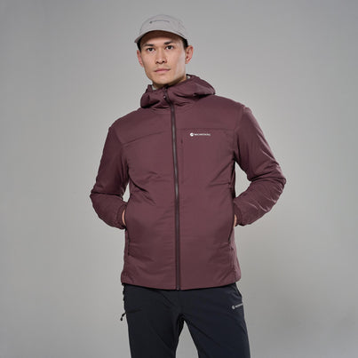 Dark Garnet Montane Men's Sirocco XT Hooded Insulated Jacket Front MSXTHDGA