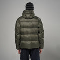 Moss Montane Men's Thaw Hooded Down Jacket Model Back MTHAHMOS
